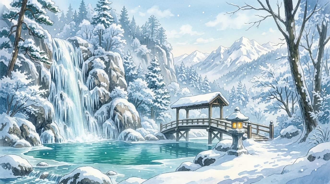 Sanctuary waterfall in winter